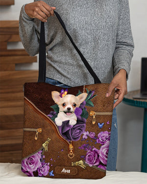 COOL DOG WITH ROSE PERSONALIZED ALL OVER TOTE BAG - GIFT FOR DOG LOVERS