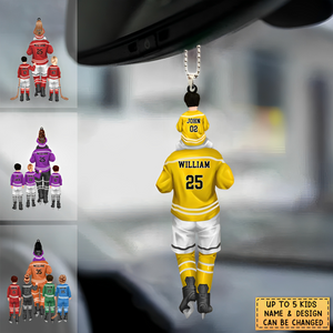 Personalized Hockey Acrylic Car / Christmas Ornament - Gift For Kids & Dad/Grandpa With Custom Name, Number, Appearance