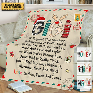 We Hugged This Blanket - Personalized Gigi, Mimi, Nana, Grandma, Christmas Gift