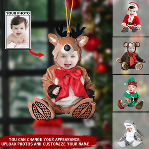 Personalized Photo Baby In Christmas Costume Ornament