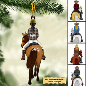 Horse Girl Back View Lived Happily Personalized Acrylic Christmas Ornament