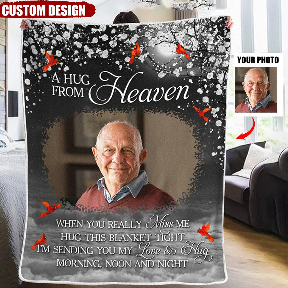 Custom Photo A Hug From Heaven - Memorial Personalized Custom Blanket ...