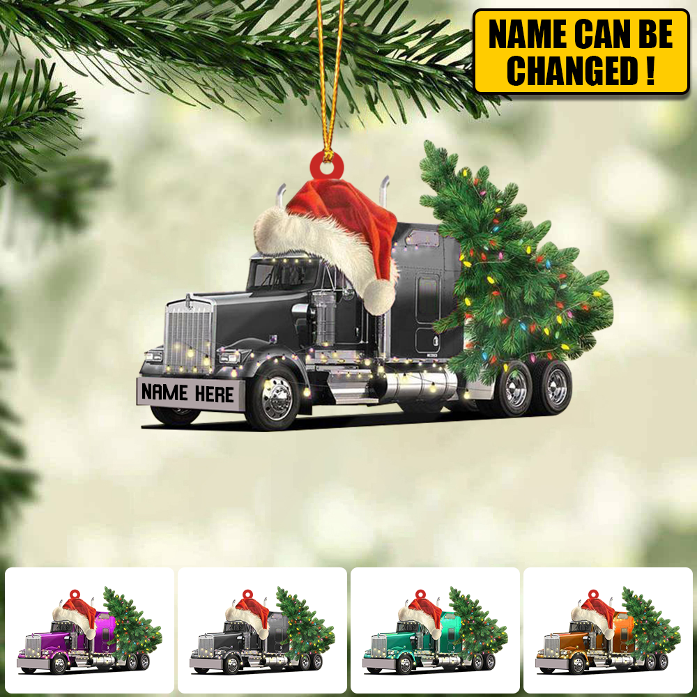 Personalized Truck with Christmas Tree Ornament