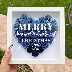 Personalized Merry Flower Shadow Box With Name For Christmas