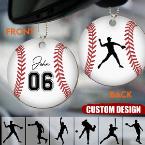 Personalized Baseball Playing Wooden Hanging Ornament-Gift For Baseball Lovers