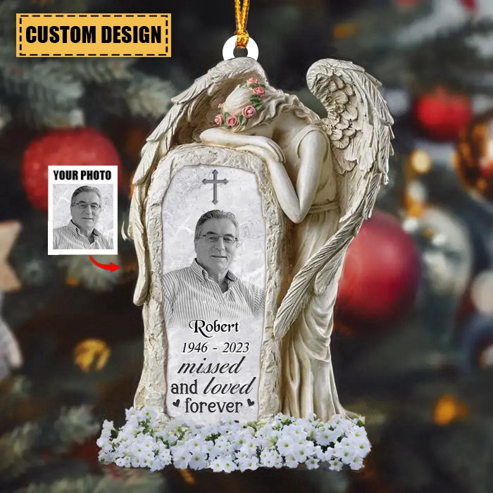 Custom Personalized Angel In Loving Memory Acrylic Ornament - Upload Photo