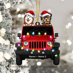 Personalized Dog On Off-Road Car Christmas Acrylic Ornament