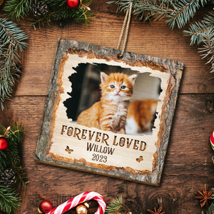 Christmas Custom Photo Memorial Forever Loved - Memorial Gift - Personalized Custom Shaped Wooden Ornament