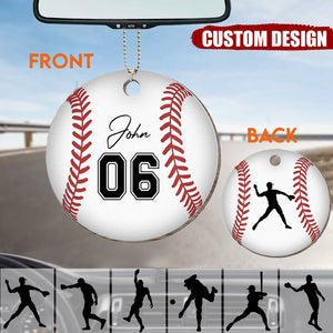 Personalized Baseball Playing Wooden Hanging Ornament-Gift For Baseball Lovers