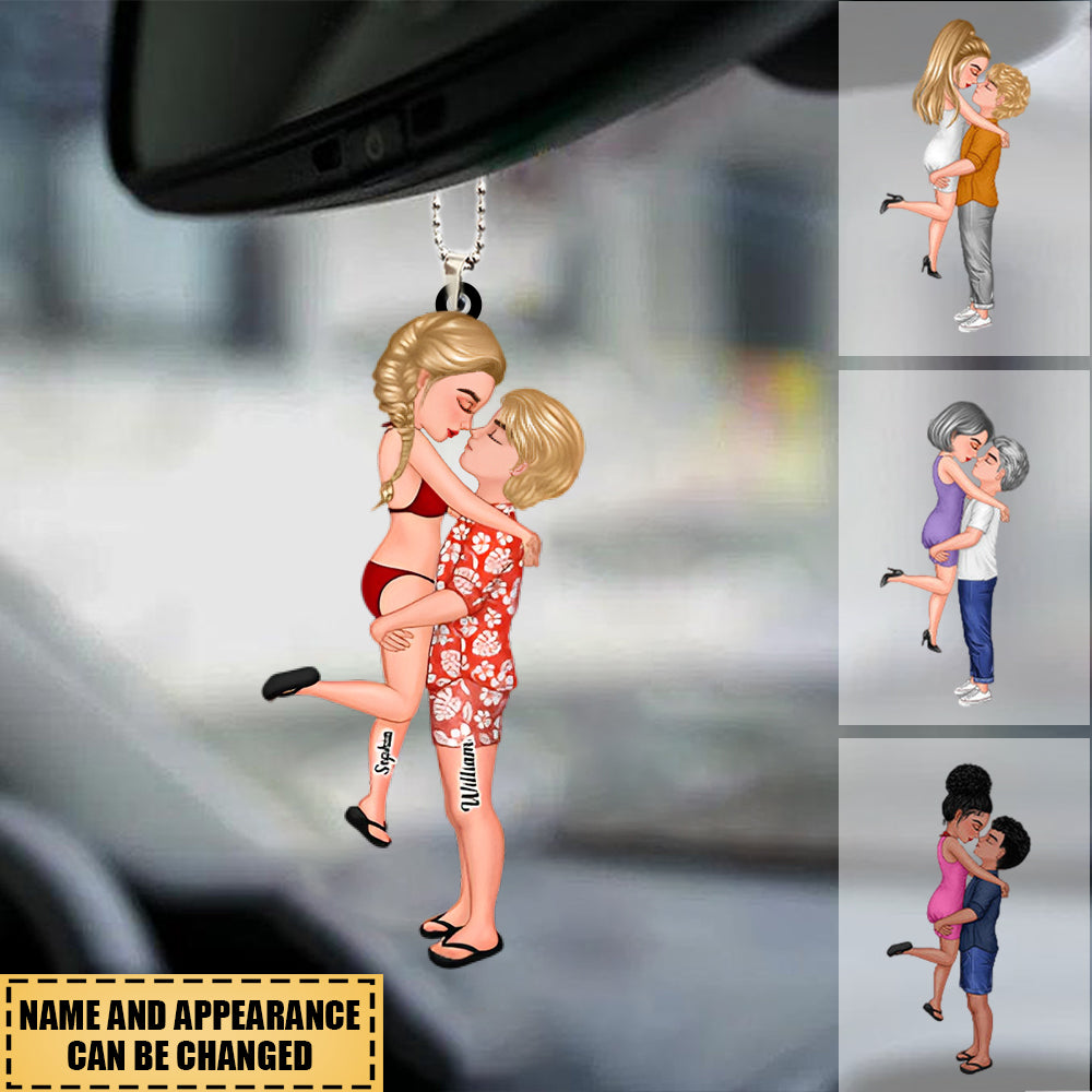 Personalized Doll Couple Kissing Hugging Car hanging Ornament - Gift For Couple