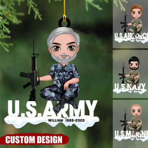 Personalized US Army Solider/Veteran Custom Name Acrylic Ornament