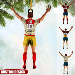 Personalized Rugby Player/Lovers Christmas/Car Hanging Ornament