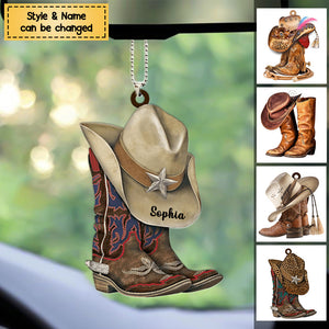 Personalized Boots And Hat Cowboy / Cowgirl Acrylic Ornament