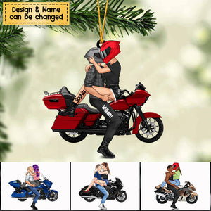 Kissing Couple - Personalized Car Acrylic Christmas Ornament - For Him, For Her, Motorcycle Lovers