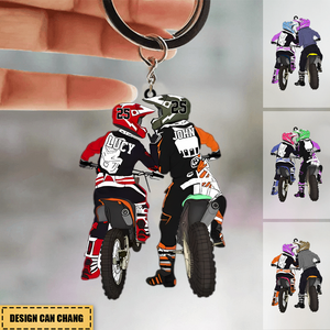 Personalized Dirt Bike/Motocross Couple Acrylic Keychain-Gift For Couple