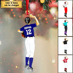 Personalized Softball Acrylic Ornament, Gift For Softball Players