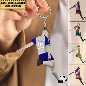 Personalized  Name, Number & Appearance -  Acrylic Keychain-Gift for Soccer Lovers