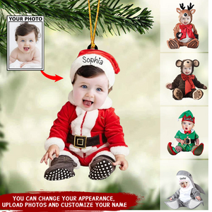 Personalized Photo Baby In Christmas Costume Ornament