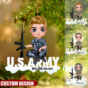 Personalized US Army Solider/Veteran Custom Name Acrylic Ornament