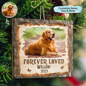 Christmas Custom Photo Memorial Forever Loved - Memorial Gift - Personalized Custom Shaped Wooden Ornament