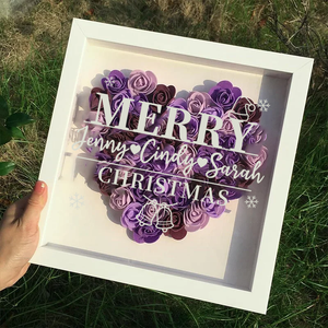 Personalized Merry Flower Shadow Box With Name For Christmas