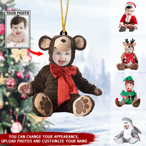 Personalized Photo Baby In Christmas Costume Ornament