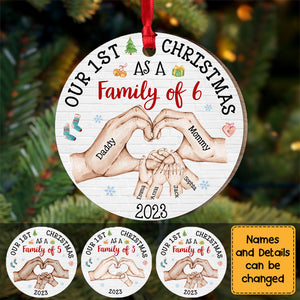 Baby's First Christmas As A Family Personalized Circle Ornament