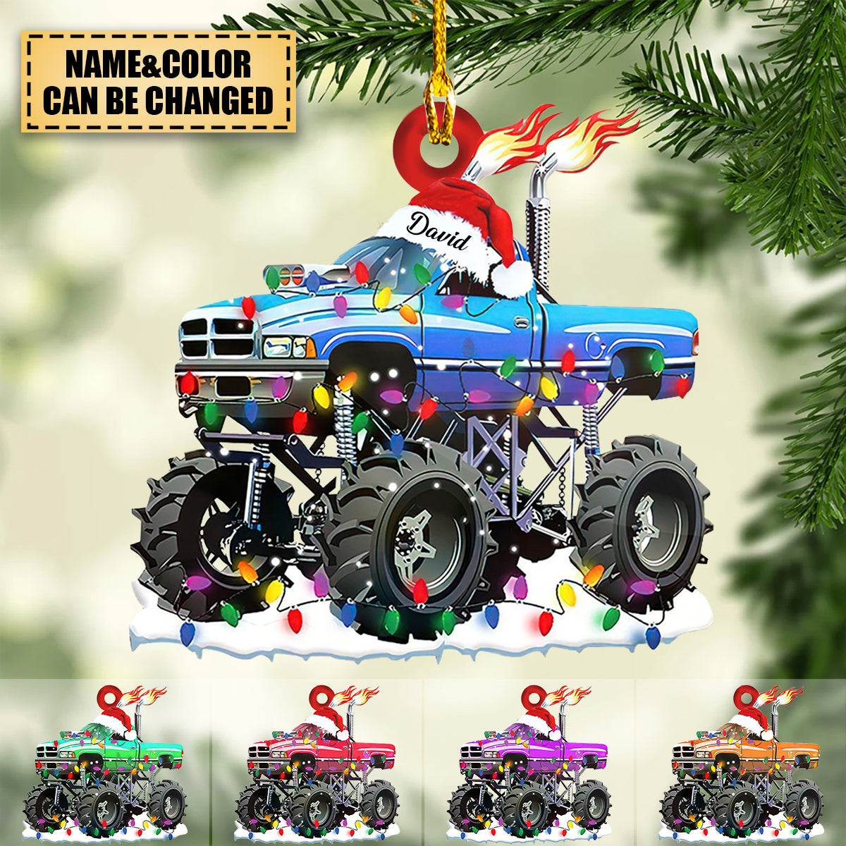 Personalized Monster Truck Christmas Ornament