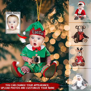 Personalized Photo Baby In Christmas Costume Ornament