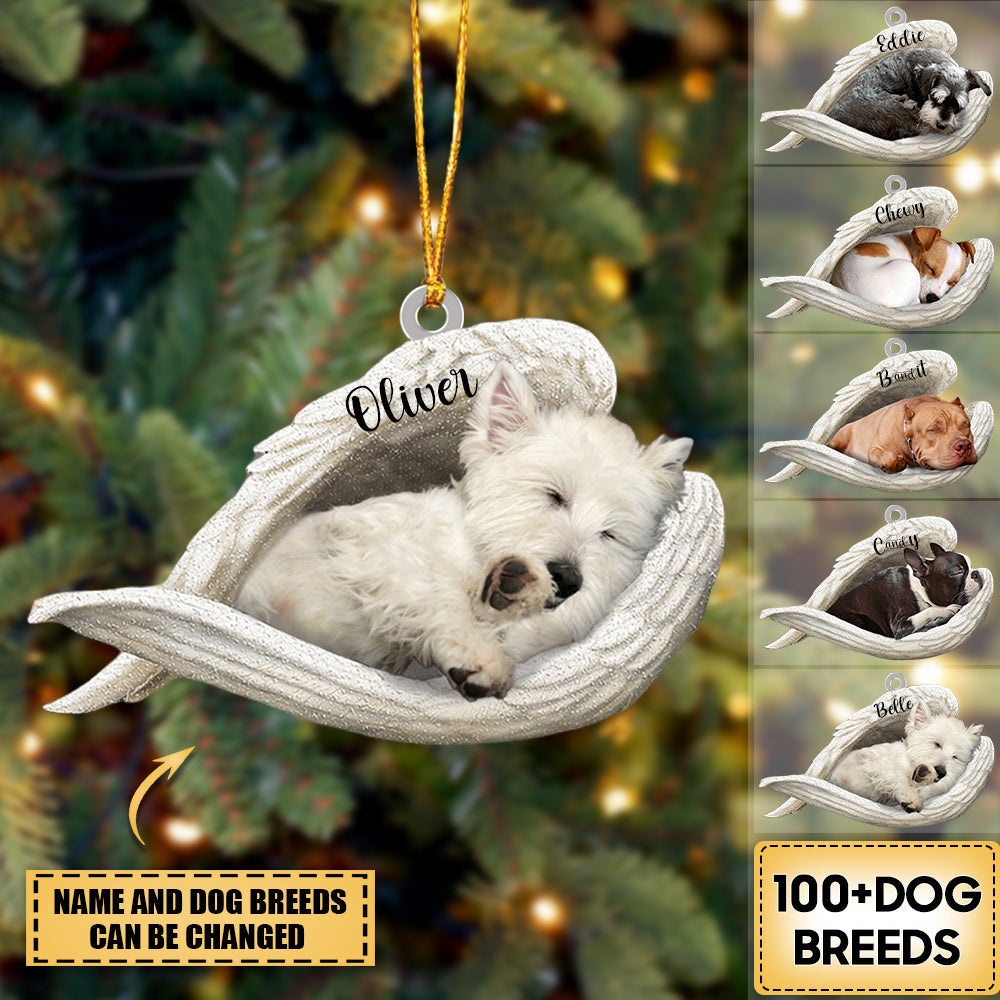 Personalized Acrylic Dog Sleeping Angel Hanging Ornament- Double Sides Printed