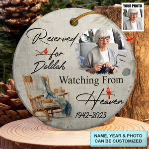 Watching From Heaven - Personalized Custom Ceramic Ornament - Christmas, Memorial Gift For Family Members