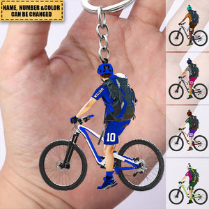 Personalized Mountain Biking Acrylic Keychain-Gift For Mountain Cycling/Biking Lovers