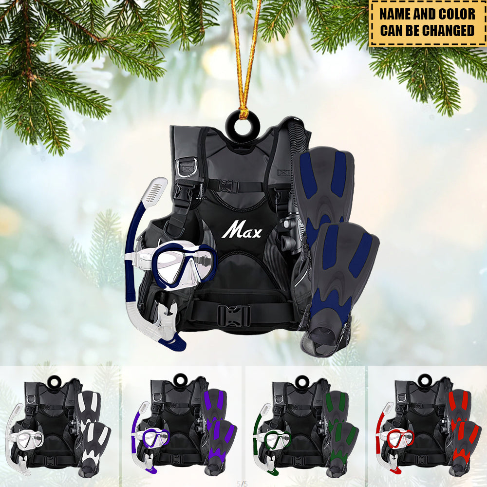 Scuba Diving Scuba Gear - Personalized Flat Acrylic Ornament - v2