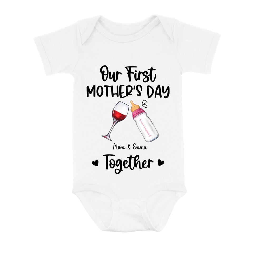 Custom Personalized Baby Onesie/T-Shirt - Mother's Day Gift Idea For Baby/Mom - Our First Mother's Day Together