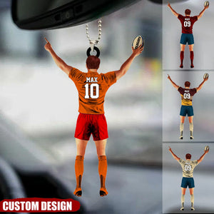 Personalized Rugby Player/Lovers Christmas/Car Hanging Ornament