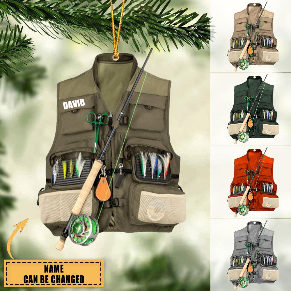 Fishing Vest Personalized Christmas Ornament