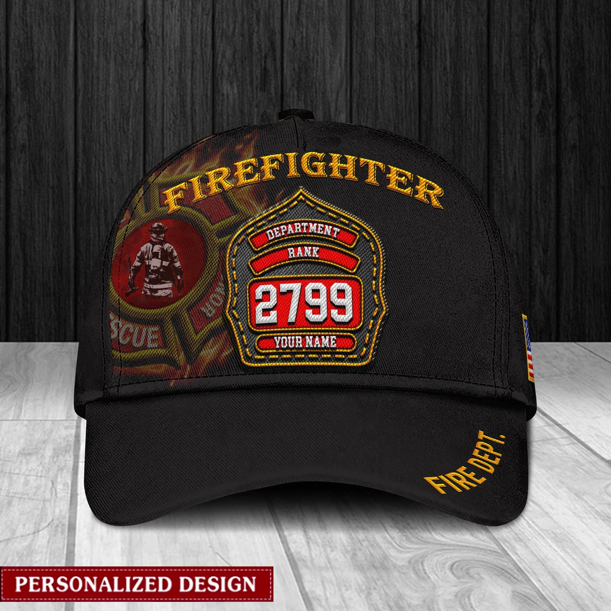 Personalized Firefighters Cap With Department, Rank, Badge Number And ...