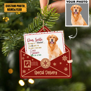 Dear Santa Kid Letter - Personalized Custom Wood Ornament - Christmas Gift For Kids, Family ,Pet Members