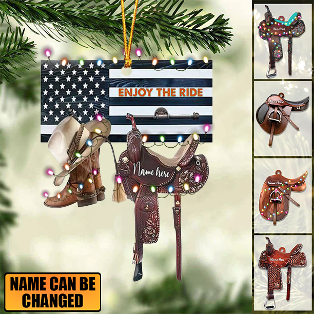 Personalized Cowboy Boots&Horse Saddle Hangings Ornament