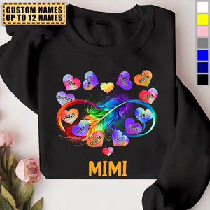 Grandma Grandkids Infinity Love Family Gift Heart Rainbow Personalized Sweatshirt