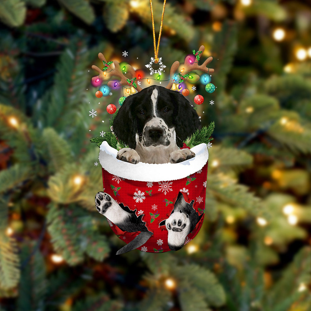 English Springer Spaniel  2 In Snow Pocket Christmas Ornament