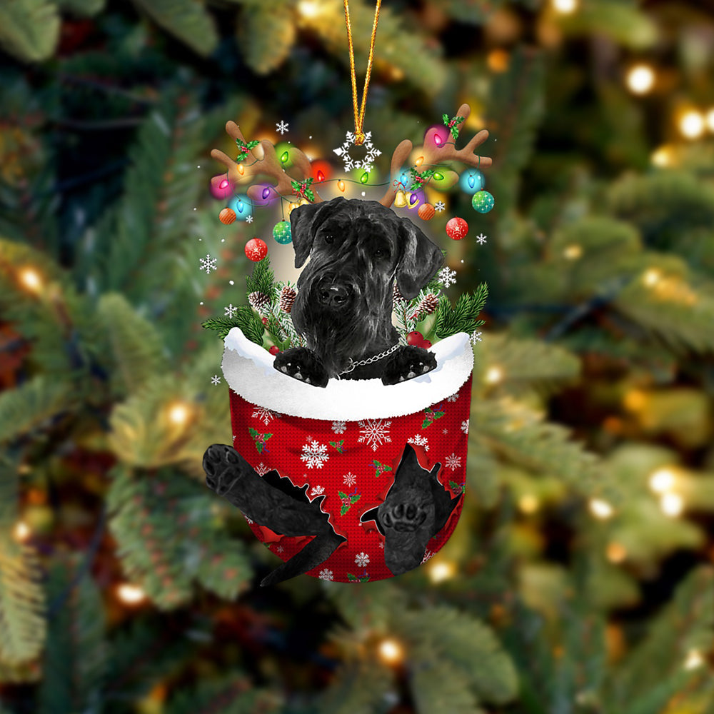 Giant Schnauzer In Snow Pocket Christmas Ornament