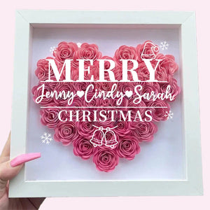 Personalized Merry Flower Shadow Box With Name For Christmas