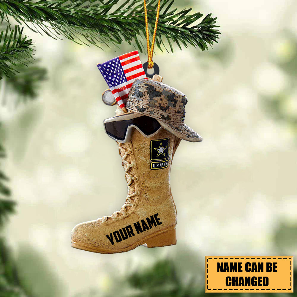 Kurt Adler U.S. Army Boot with U.S.A Flag and Icons Christmas Ornament