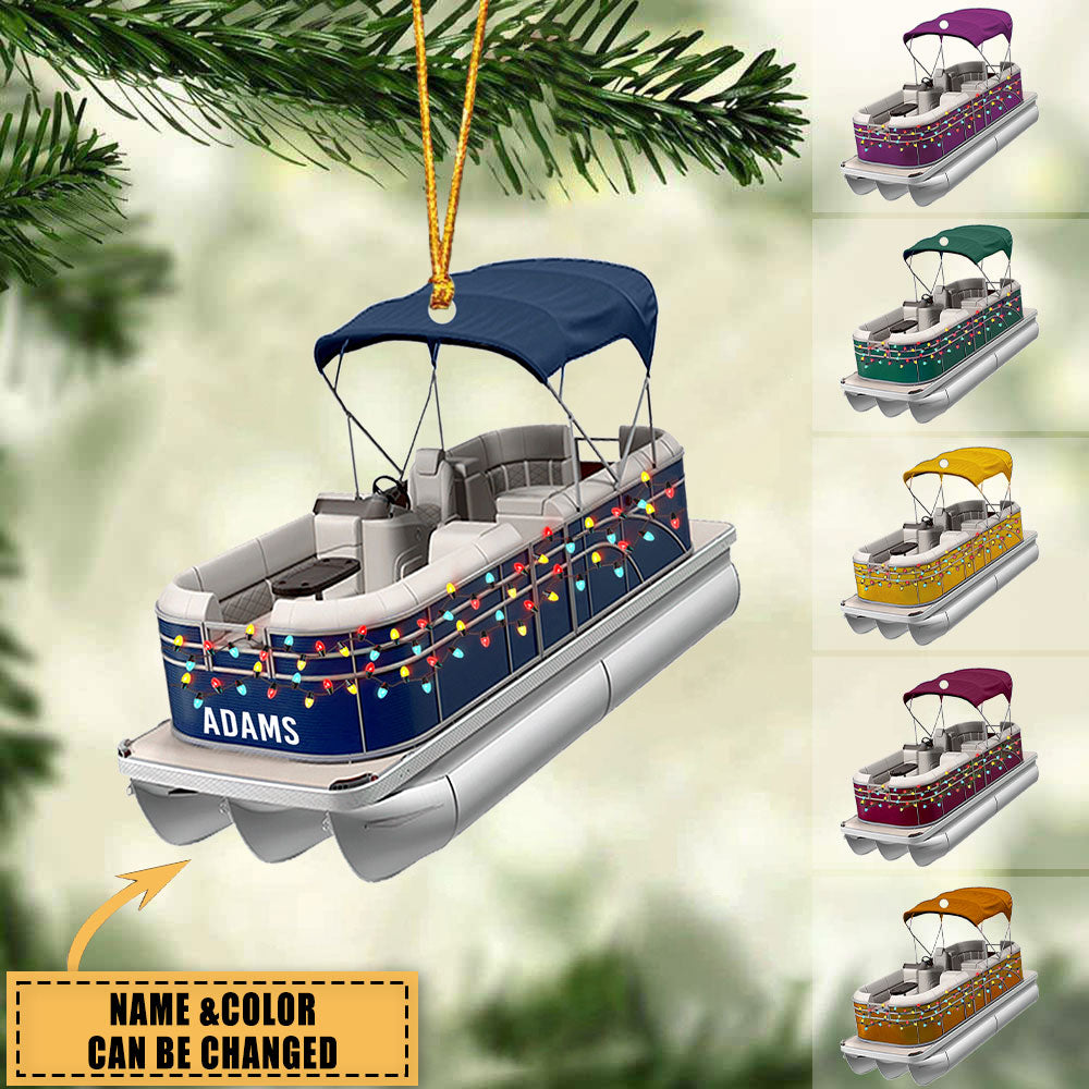 Personalized Pontoon Boat Christmas Ornament