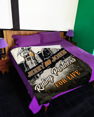 Personalized Couple Riding Partners For Life Fleece Blanket